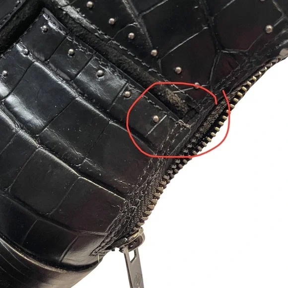 Donald J. Pliner Gemini Crocodile Black Block Heel Ankle Boot Silver Studded 8.5 - Picture 13 of 13